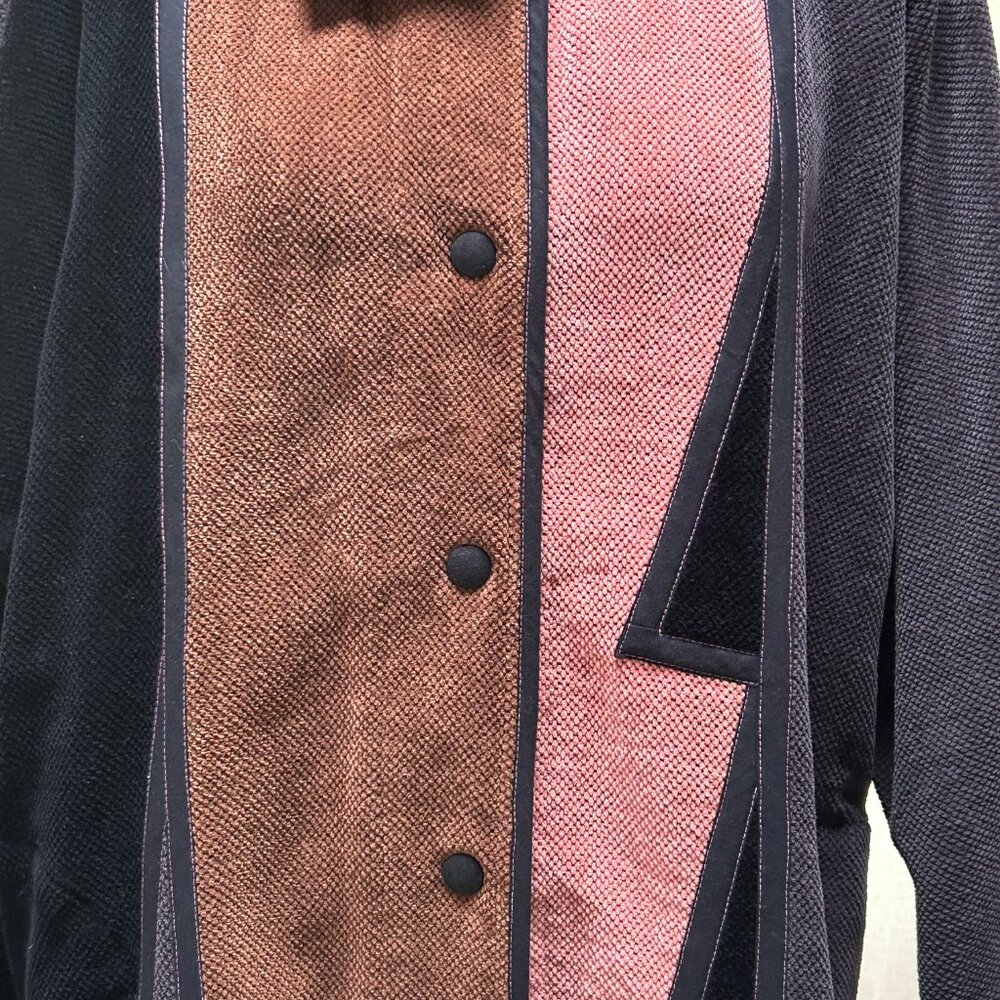 Handmade Finnish Lagenlook Colorblock Cotton Jacket Scandinavian Minimalist M - Picture 4 of 13